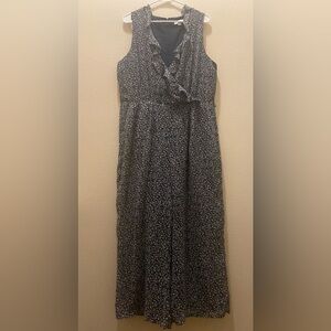 Loft blue v neck floral jumpsuit size 14